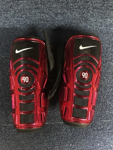 Men red total shin pads - red, 90